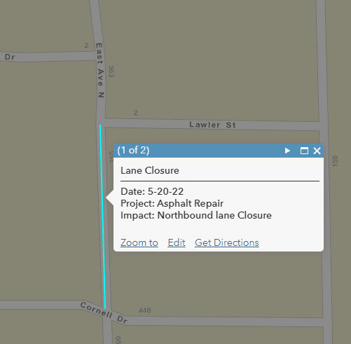 Lane Closure on East Ave. N