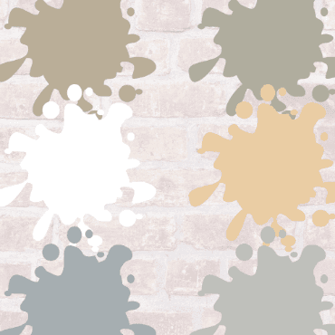 Six paint splotches showing different colors available.