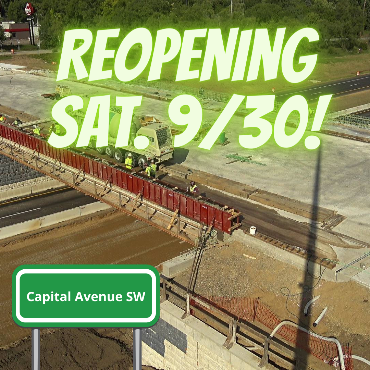 Capital SW bridge being rebuilt, with text 