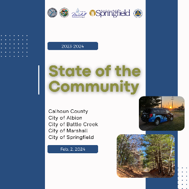 Graphic promoting State of the Community event with info from post.