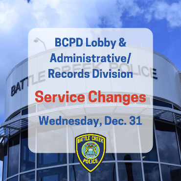 A photo of the BCPD station and logo. Text describes the service changes, as detailed in the post.