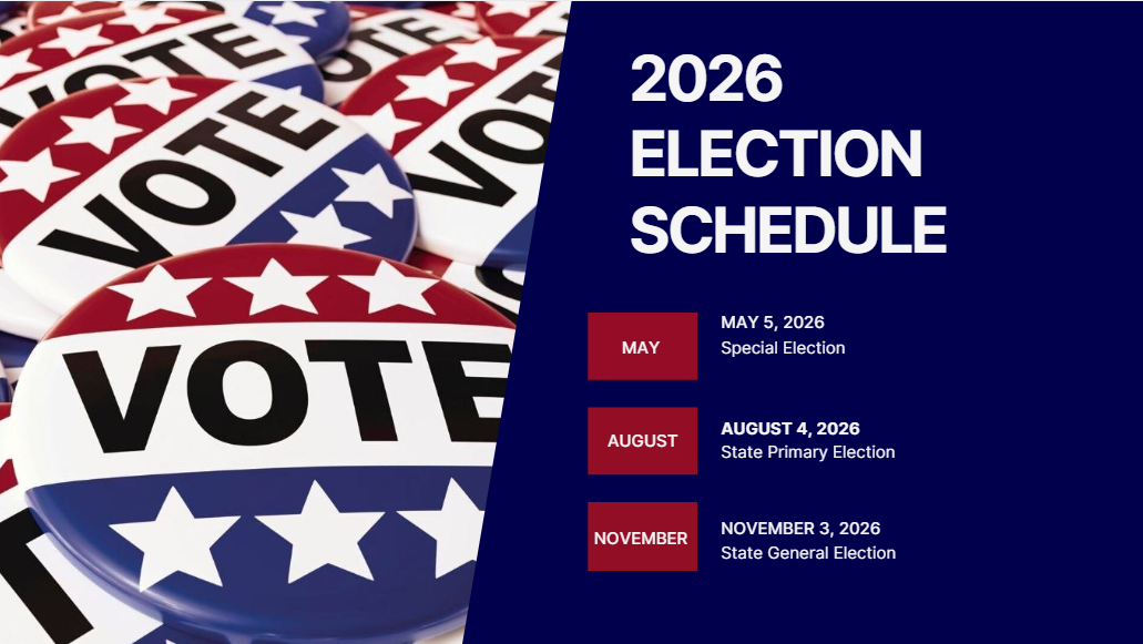 2026 Election Schedule - 05-05-2026, 04-04-2026, 11-03-2026
