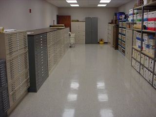 A records room with filing cabinets