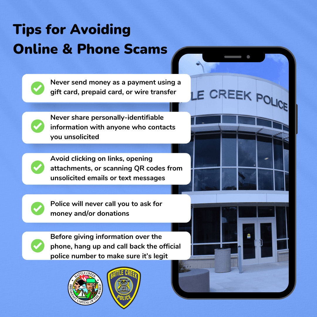 Graphic of smart phone with police station image on screen.